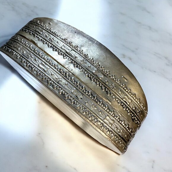 Vintage Chinese Porcelain & Metal 6.5” X 5.5” X 2" Box PHOENIX Bird Floral Motif - Picture 4 of 11